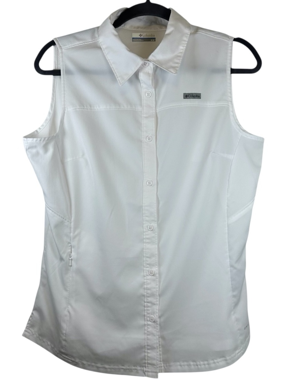 Columbia Omni-Shade Kestrel Trail Lite White Sleeveless Button Down Shirt M NWOT